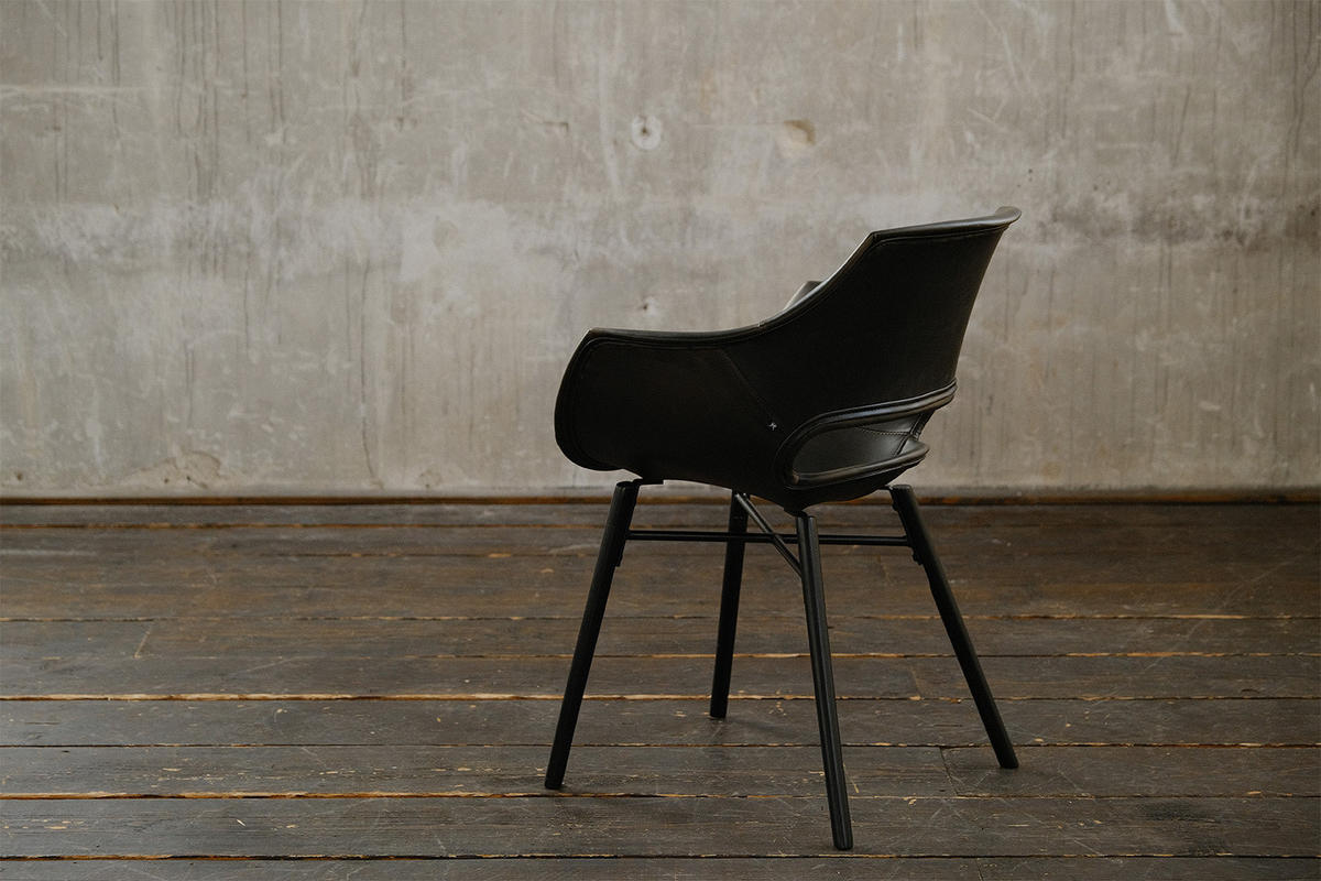 STUHL ZAJA Schwarz Kunstleder - Schwarz, Leder (57/82/59cm) - KAWOLA