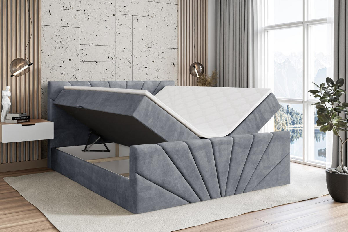 AMERICKÁ postel MILTIO-Z – 200 x 200 cm – H3 – šedá - šedá, kompozitní dřevo (200/200cm) - ALTDECOR