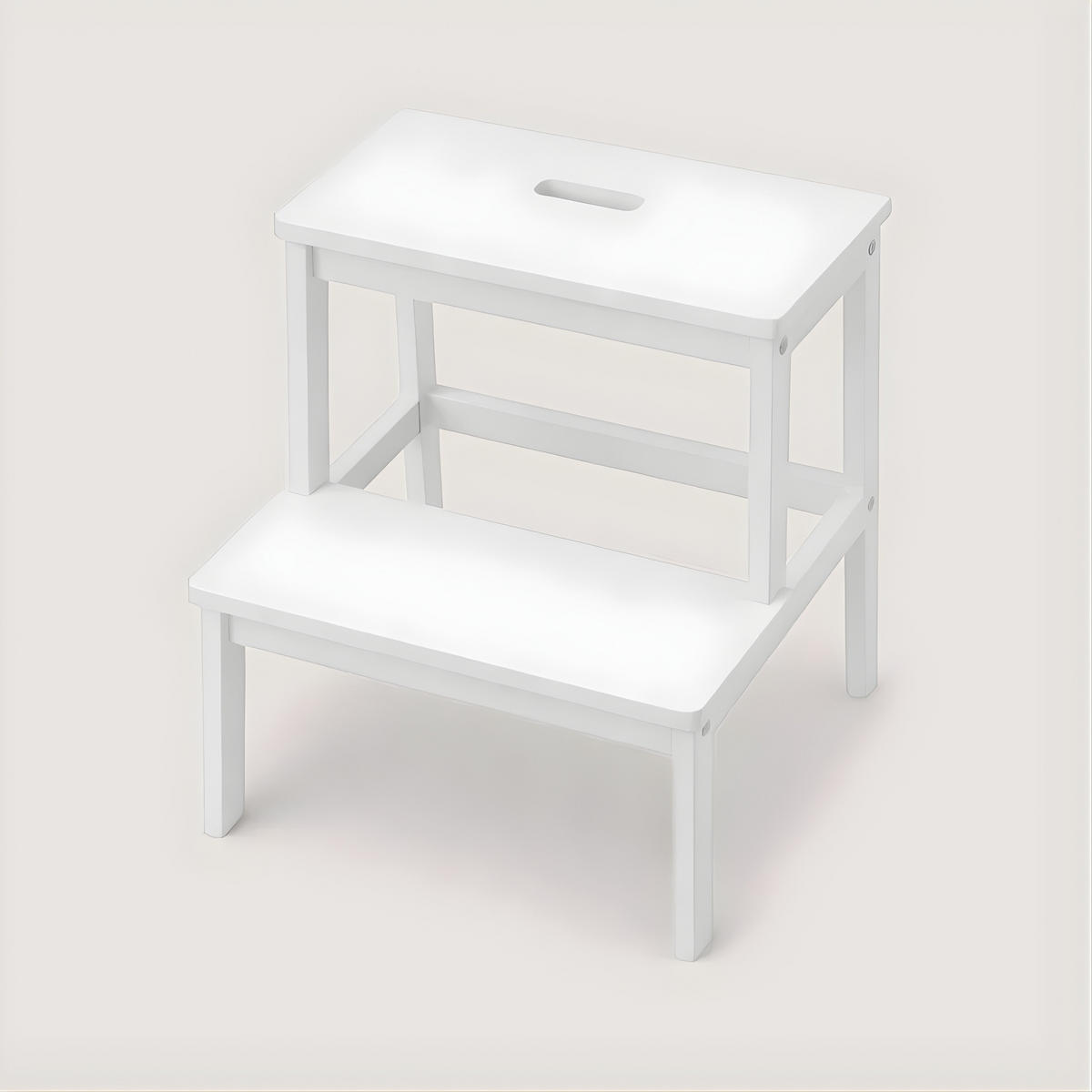 HOCKER Krok Bambus H. 46 cm - Weiß, Naturmaterialien (44/46/44cm) - NUXIO
