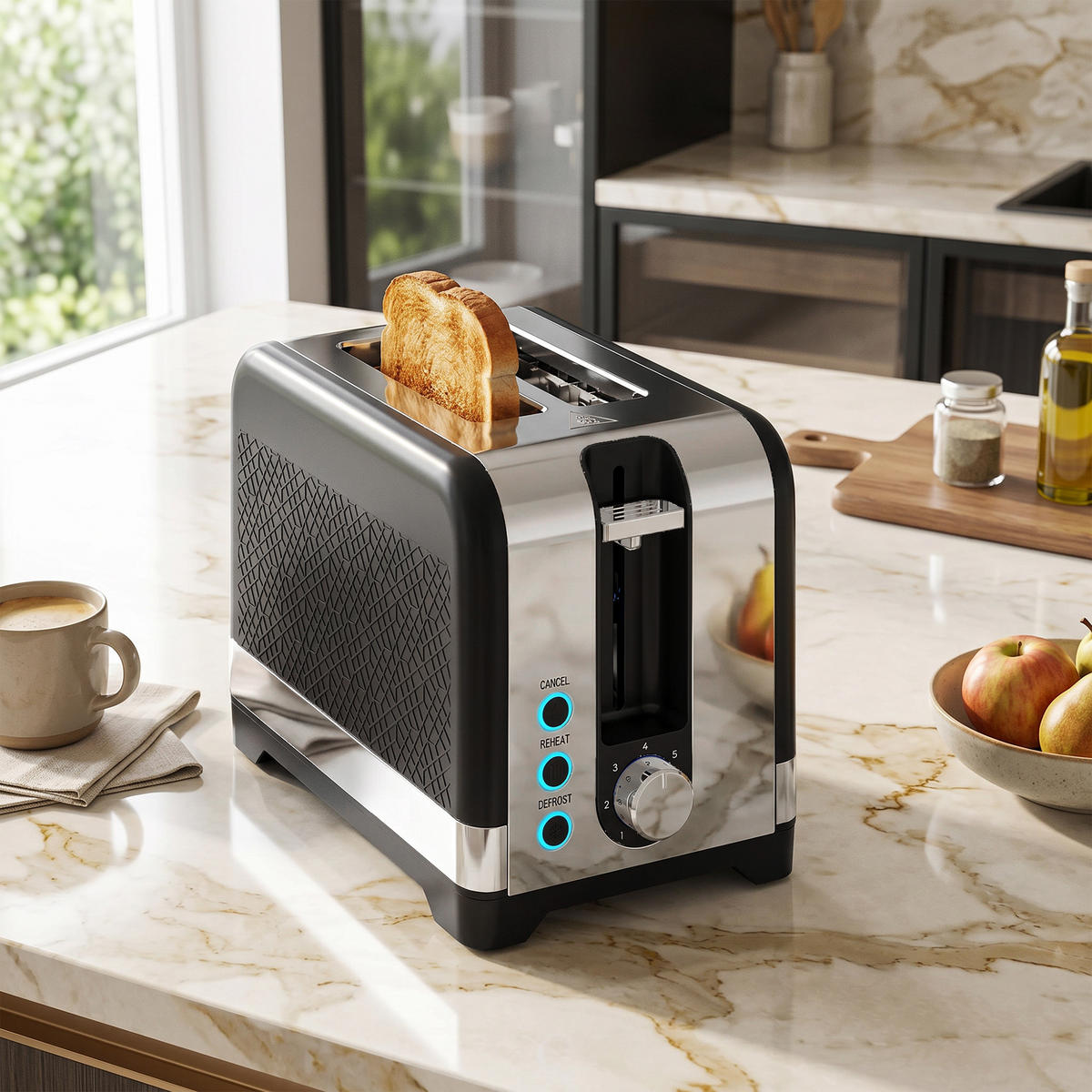 TOASTER Kunststoff Schwarz - Schwarz, Kunststoff (15.6/18.9/26.4cm) - HOMCOM