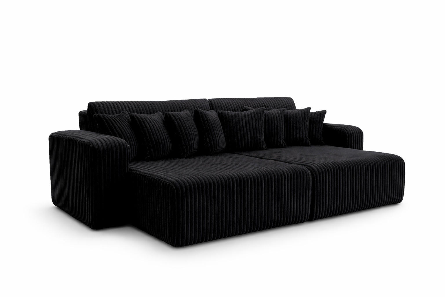 SCHLAFSOFA, Cordstoff Tilia, Schwarz, PIANO DOUBLE - Schwarz, Holz (246/83/145cm) - Kaiser Möbel