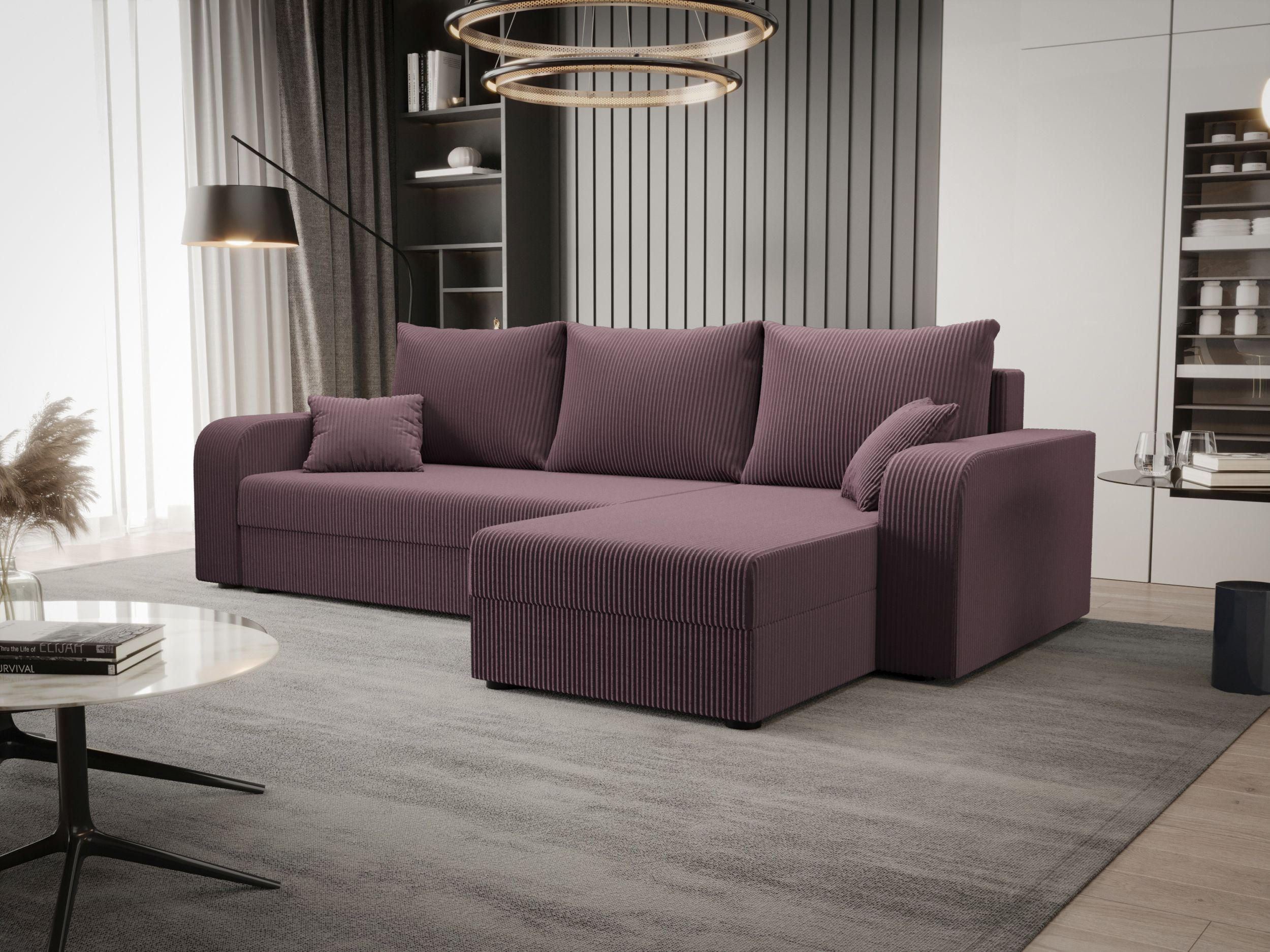 ECKSOFA HEWLET L BIS Zoom 17 Rechts mit Schlaffunktion - Dunkelrosa, Textil (240/140cm) - Bedante