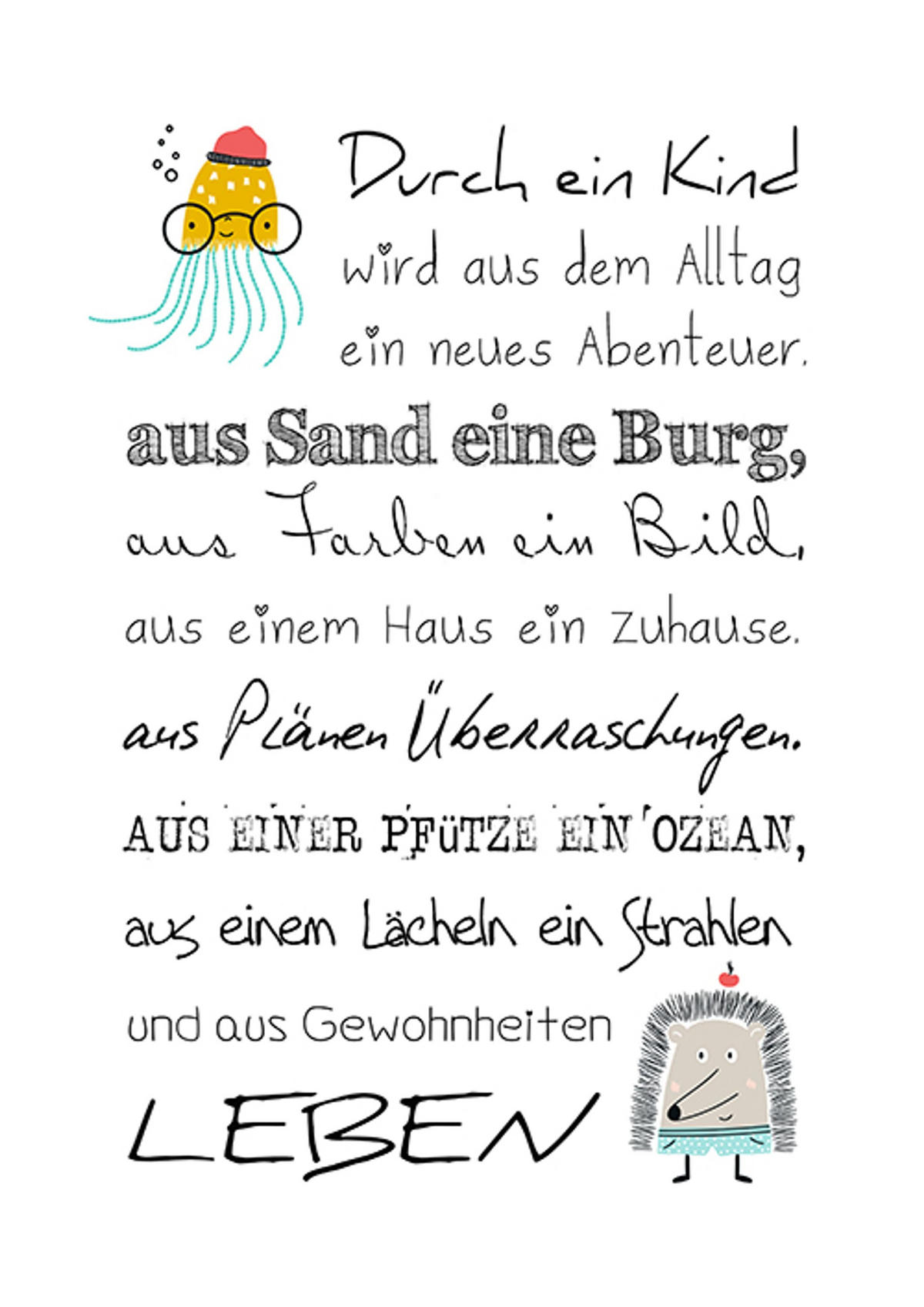 POSTER DIN A4 21x29,7 cm Kinderzimmer Geschenk Geburt - Weiß, Papier (21/29.7/2cm) - artissimo