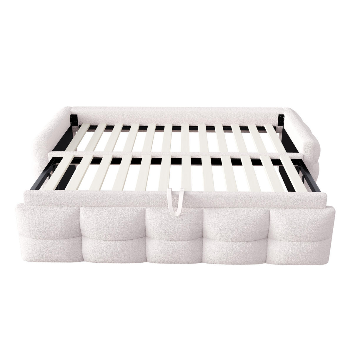 POLSTERBETT 90/190 cm beige aus Samt mit Ausziehfunktion - Beige, Textil (90/190cm) - OKWISH