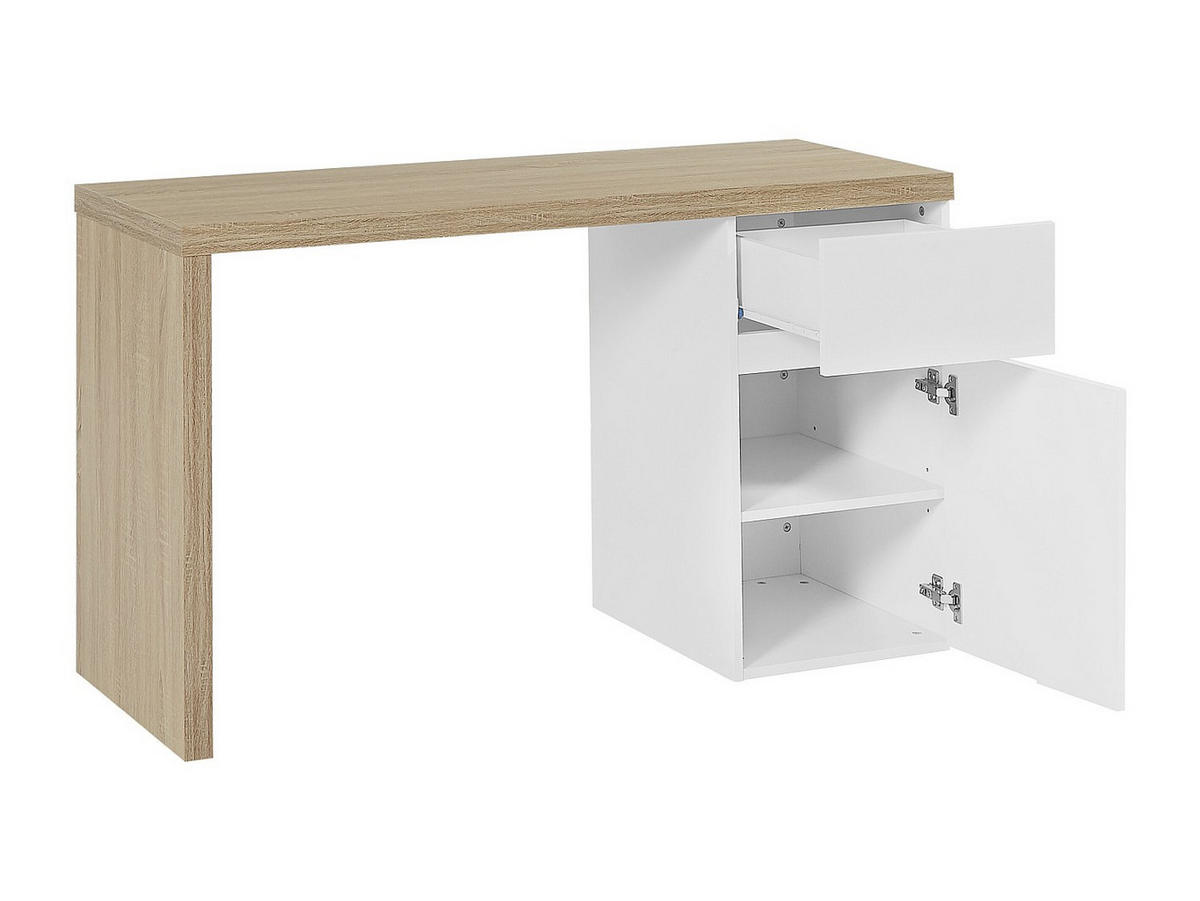 SCHREIBTISCH mit 1 Schublade & 1 Schrank - Holzfarben & Weiß - ACUNEZA - Naturfarben, Holz (50/131/75cm) - Vente-Unique