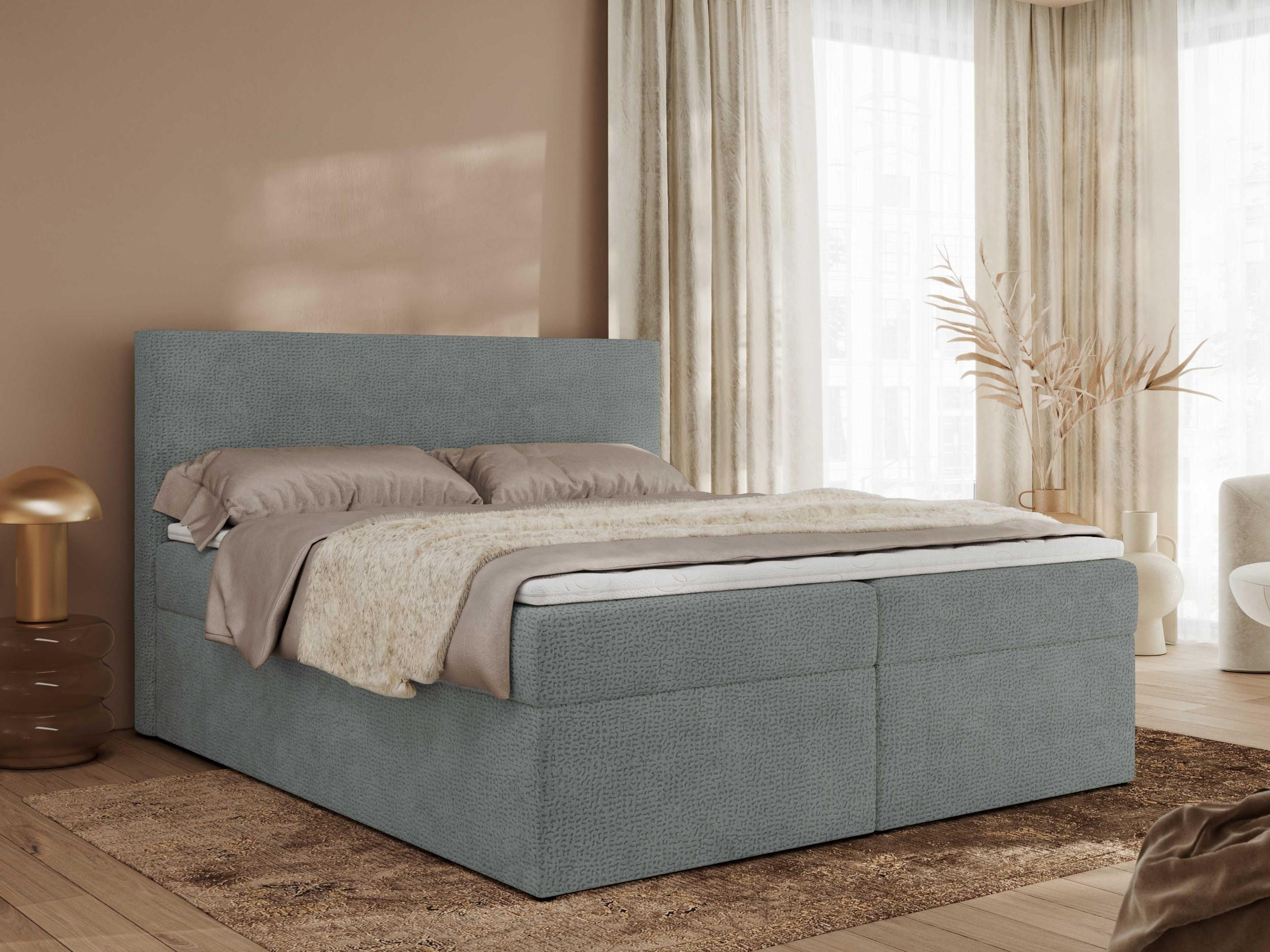BOXBETT JAGUAR 200/200 - Grau Struktur - H4 - Grau, Holz/Textil (200/200cm) - MKS