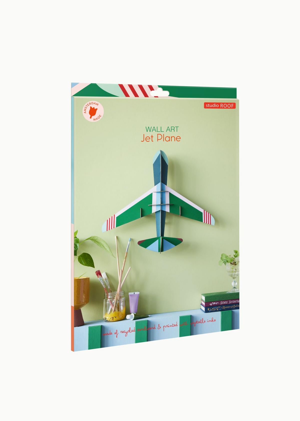 WANDDEKO Düsenflugzeug 12.5/39 cm - Multicolor, Wellpappe (12.5/39/43cm) - KUNSTLOFT