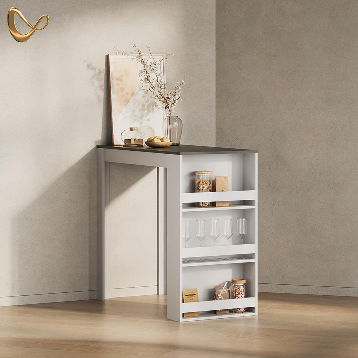BARTISCH Regusa Weiß/Anthrazit 57 x 117 cm - Anthrazit/Weiß, Holzwerkstoff (117/57/106cm) - Livinity®