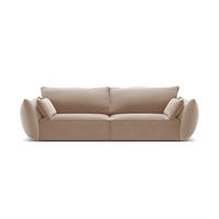 SOFA Kaelle aus Samt beige 3 Sitzplätze - Beige, Textil (100/85/208cm) - Micadoni