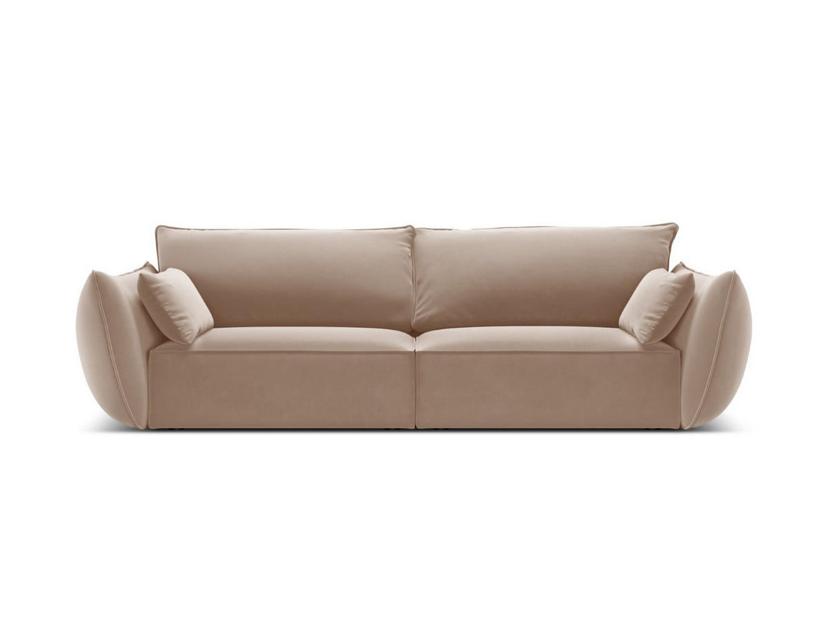 SOFA Kaelle aus Samt beige 3 Sitzplätze - Beige, Textil (100/85/208cm) - Micadoni