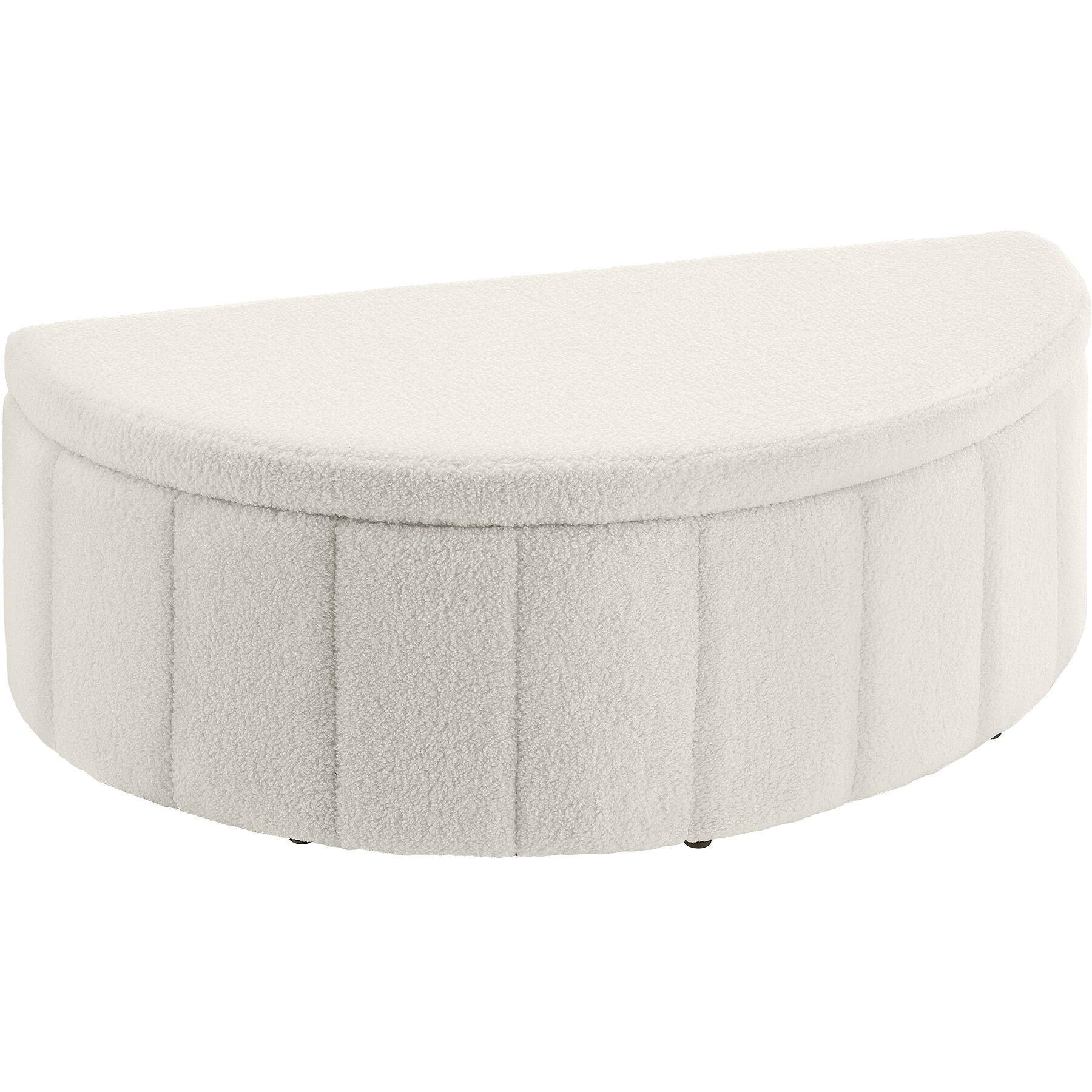 POLSTERBANK Moon mit großem Stauraum, Belastbarkeit 150 kg, 108 x 48 x 38,5 cm, Bouclé creme - Creme, Holz (108/40/48cm) - tectake