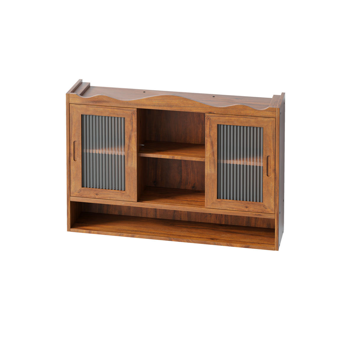 KÜCHENOBERSCHRANK 90/20/60 cm mit 2 Schiebetüren und Glasfront in Braun - Braun, Holz (90/60/20cm) - BEAOK
