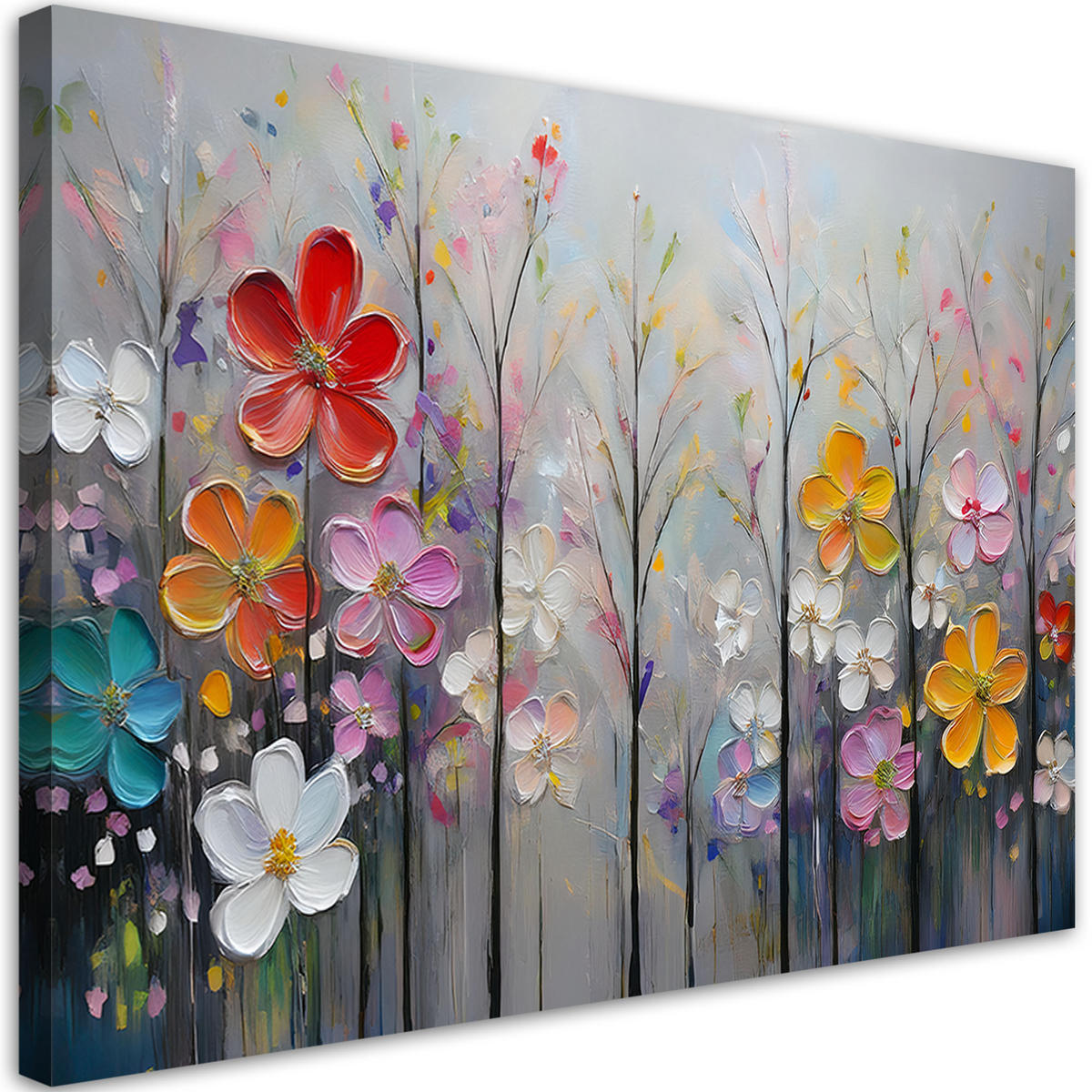 WANDBILD blumen bäume bunte natur - Multicolor, Textil (60/40cm) - Feeby