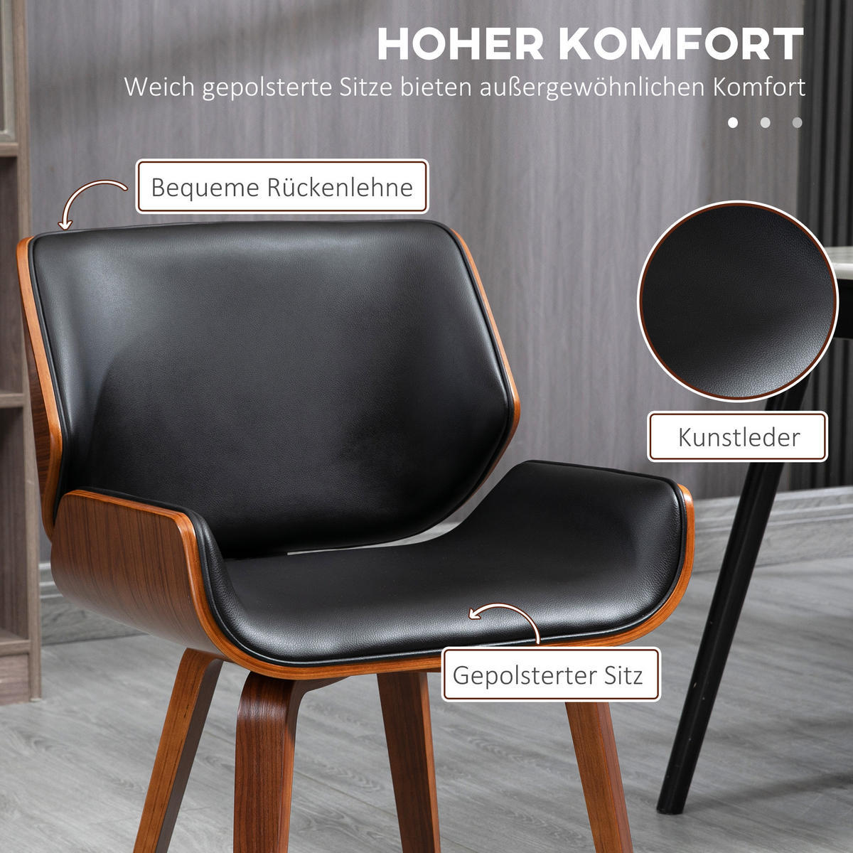 ARMLEHNSTUHL 2er-Set Schwarz 54.0/53.0/81.0 cm - Schwarz, Leder (53/81/54cm)