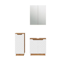 BADMÖBEL-SET Lotta Eiche/Weiß mit Kachelstruktur 3 Teile - Weiß, Holzwerkstoff (59.8/62.1/32cm) - Vicco