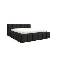 POLSTERBETT KALLA Premium 140x200 cm mit Bettkasten – QUELLE 100 - Schwarz, Holz - Dekori_Interiors
