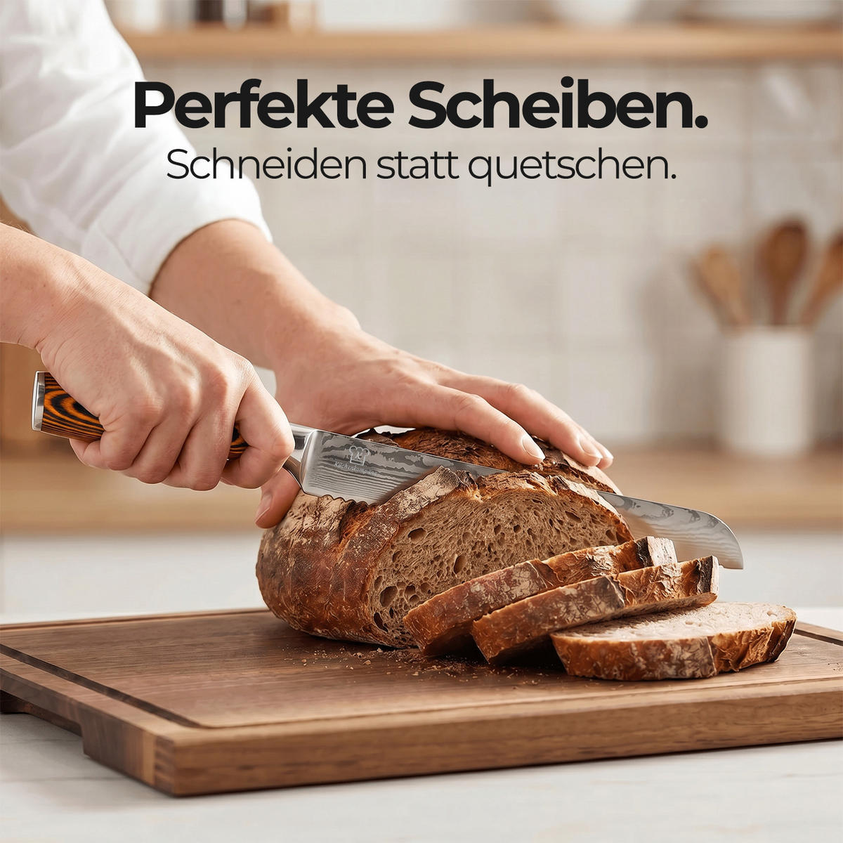 MESSER-SET 8-tlg. mit Edelstahlklingen und ergonomischen Pakkaholz-Griffen - Braun, Holz/Metall - Küchenkompane