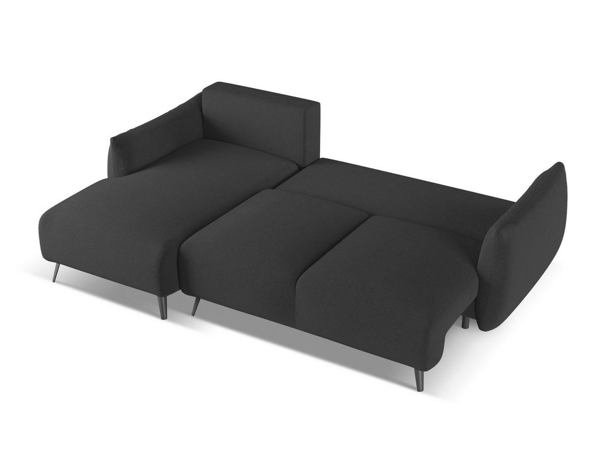 ECKSOFA mit Schlaffunktion Chenille Stoff Schwarz - Anthrazit/Schwarz, Textil/Metall (162/242cm) - Makamii