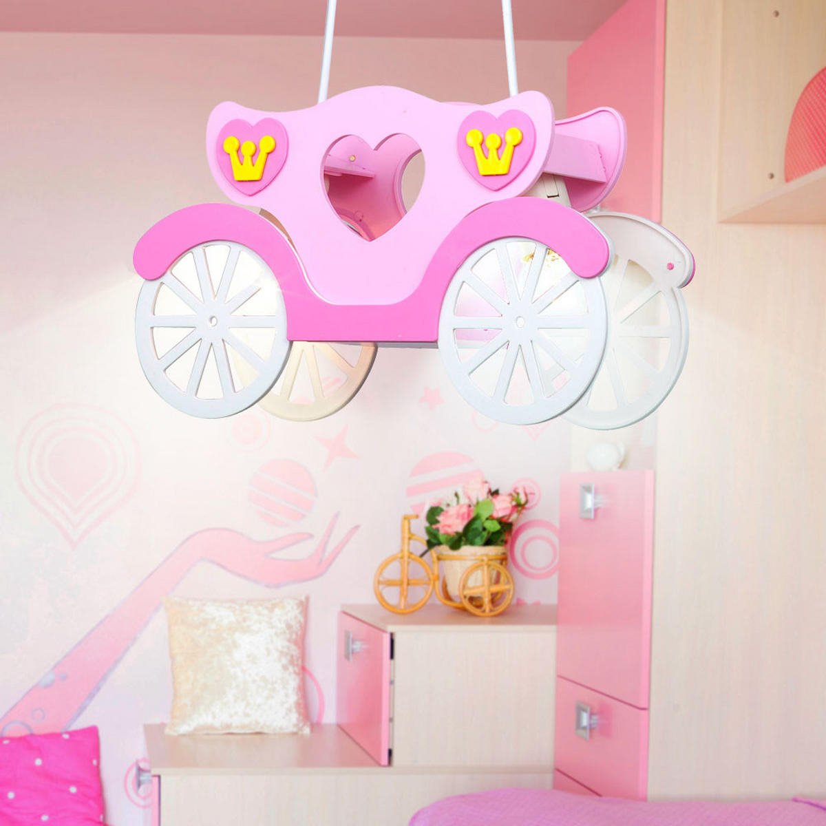 KINDERHÄNGELEUCHTE KITA Kunststoff Rosa - Rosa, Kunststoff (75/10.5/33cm) - Globo Lighting