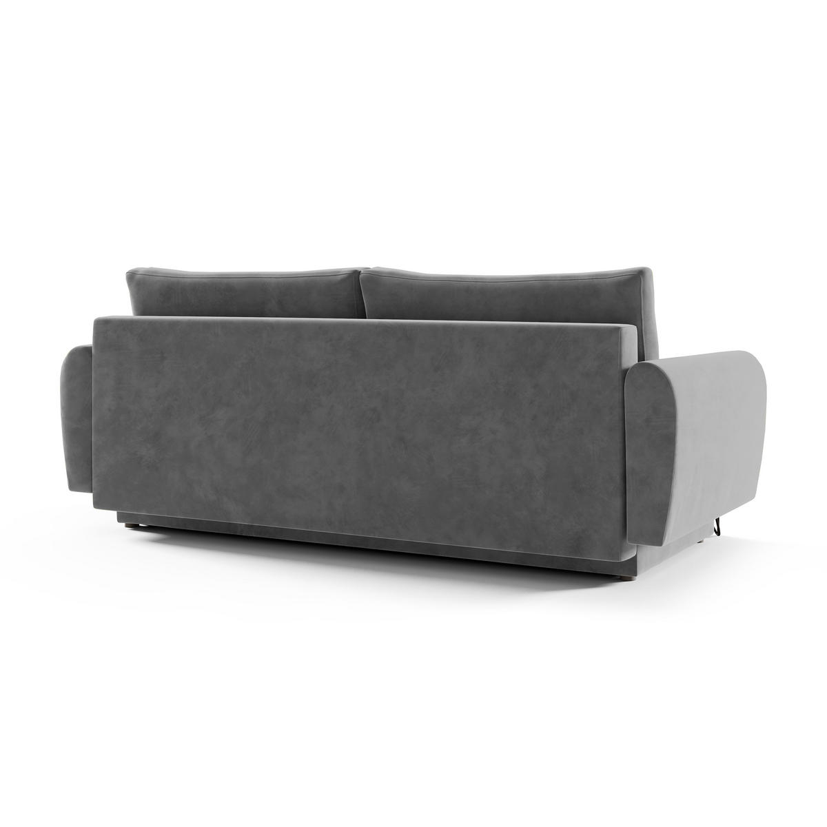 SCHLAFSOFA Malaga 3-Sitzer, Grau - Schwarz/Grau, Textil (223/93/100cm) - Beautysofa