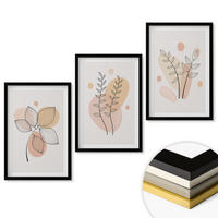 WANDBILDER 3er-Set - 40x60 cm Schwarzer Rahmen - Pastellfarbene Pflanzenzeichnungen - Schwarz, Kunststoff (40/60cm) - ArtPrintCave
