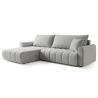 ECKSOFA FRIGA Hellgrau Strukturstoff mit Schlaffunktion - Hellgrau, Holz (283/185cm) - MASSENO