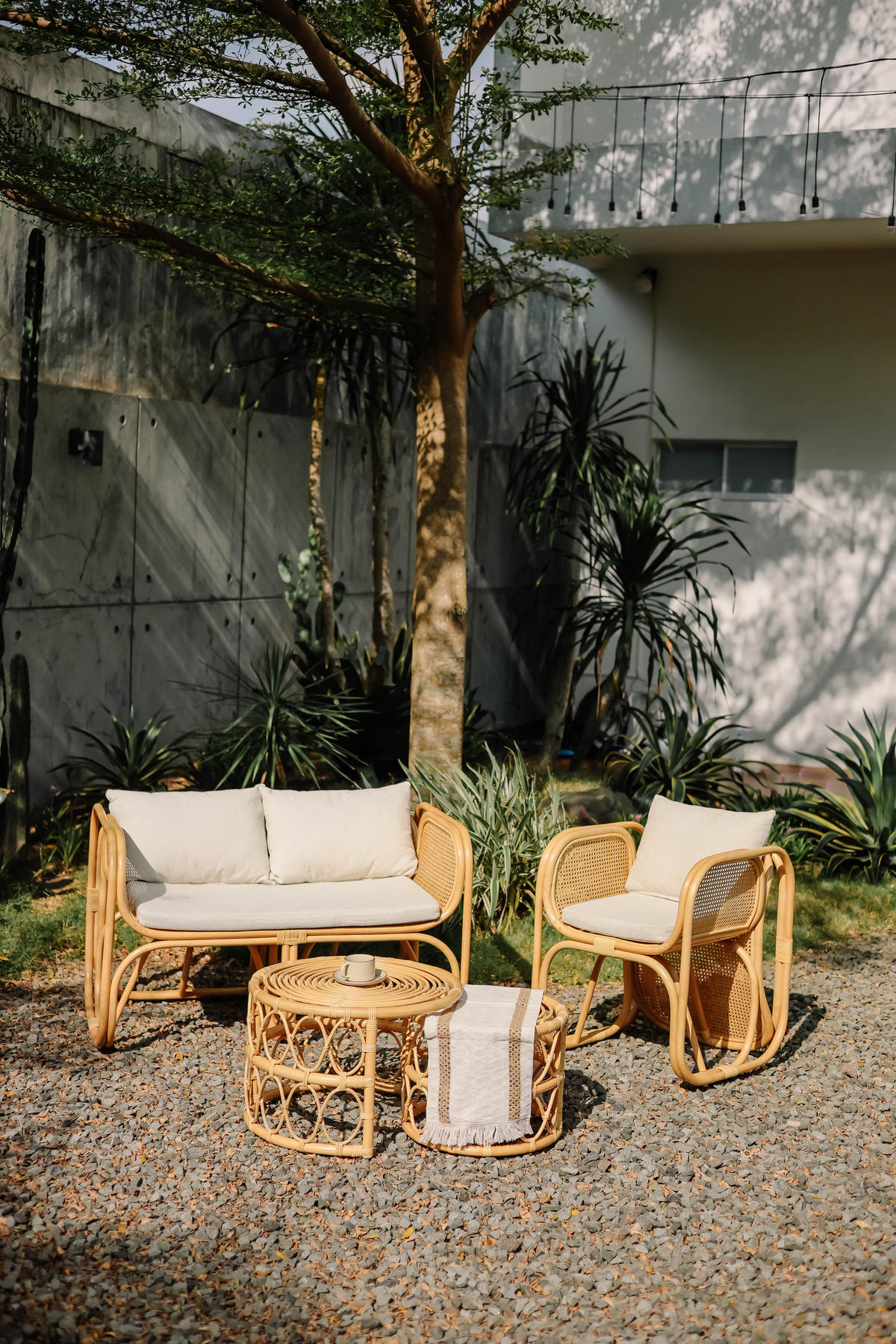 SOFA Rattan Beige - Beige, Holz (117/71/73cm) - Nordlys