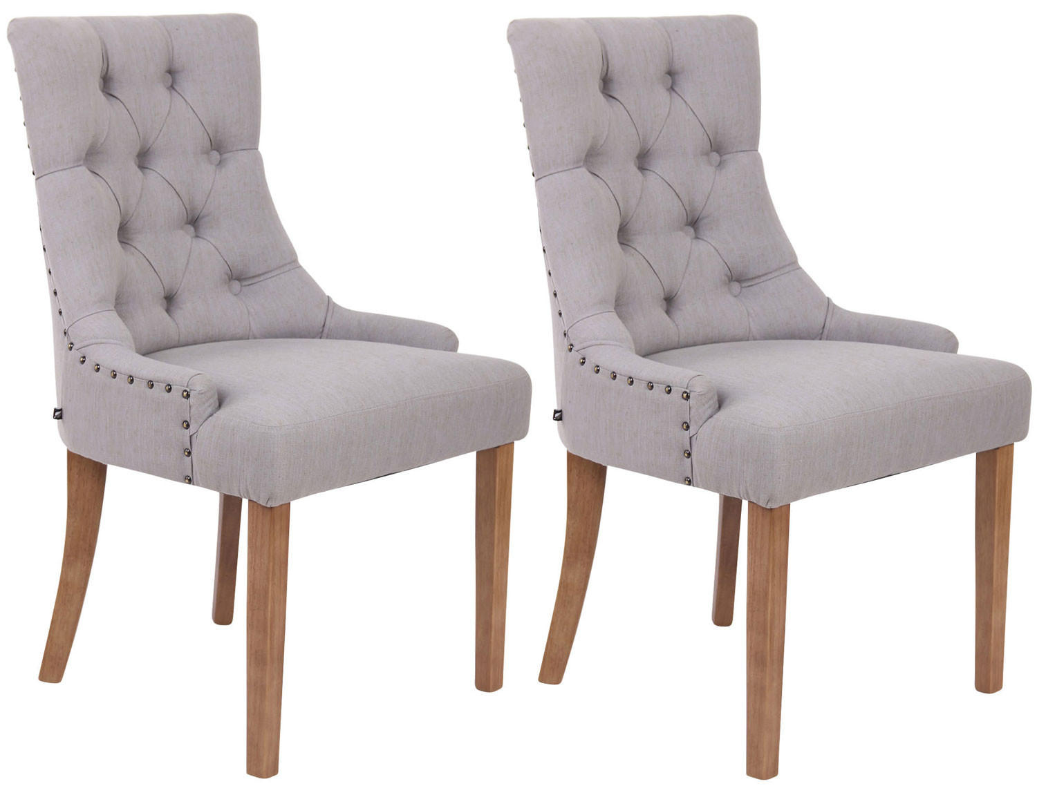 ESSZIMMERSTUHL Aboli, 2er Set Stoff, antik-hell Grau - Hellbraun/Grau, Holz/Textil (55/92/58cm) - TPFLiving