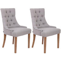 ESSZIMMERSTUHL Aboli, 2er Set Stoff, antik-hell Grau - Hellbraun/Grau, Holz/Textil (55/92/58cm) - TPFLiving
