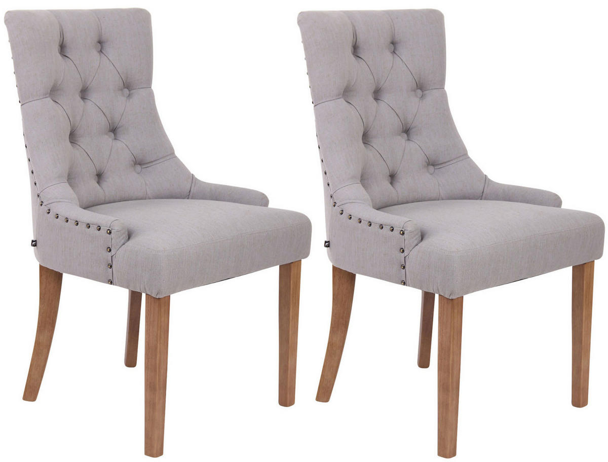 ESSZIMMERSTUHL Aboli, 2er Set Stoff, antik-hell Grau - Hellbraun/Grau, Holz/Textil (55/92/58cm) - TPFLiving