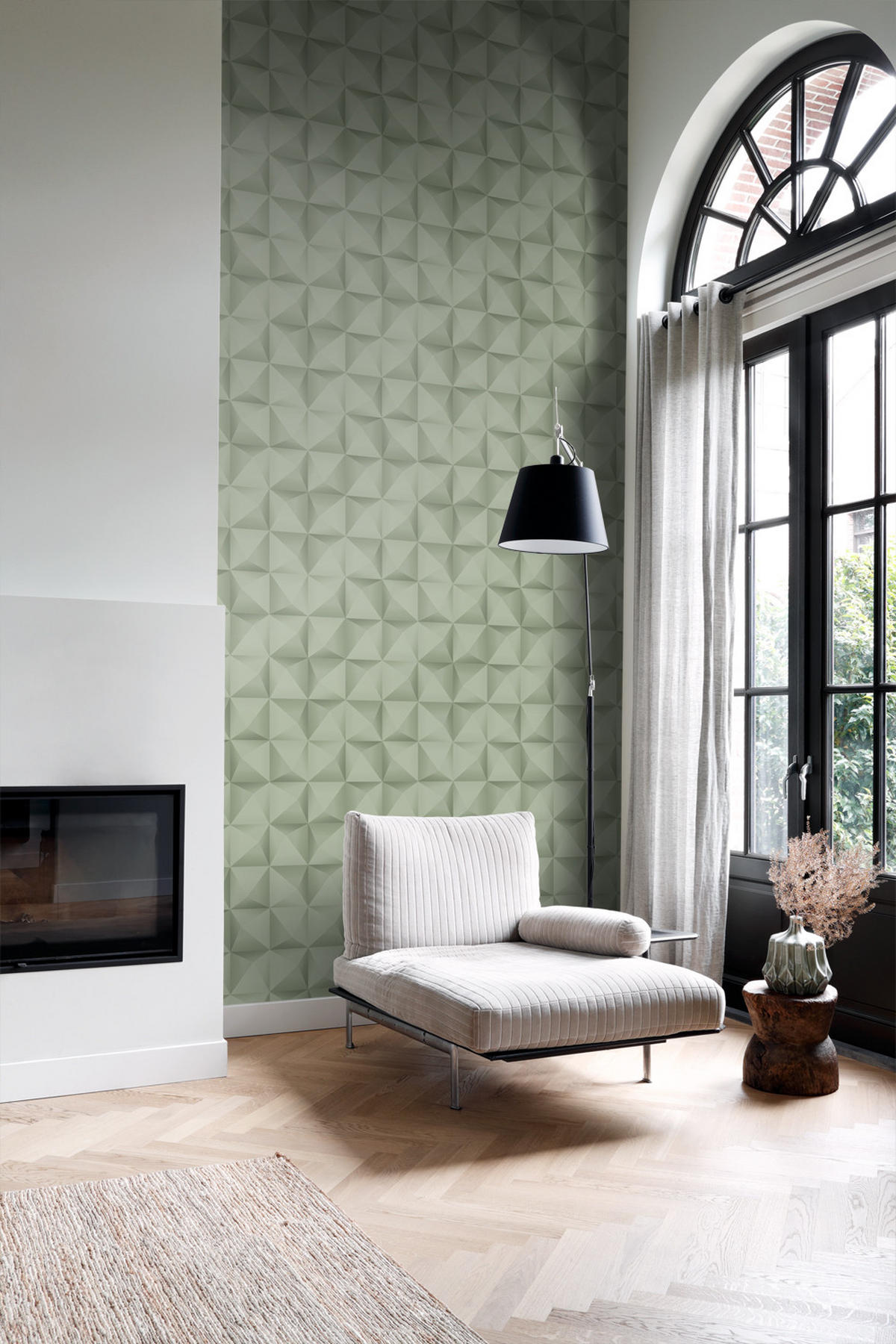 TAPETE 3D Muster 50 x 900 cm - Grün, Papier (50/900cm) - Origin Wallcoverings