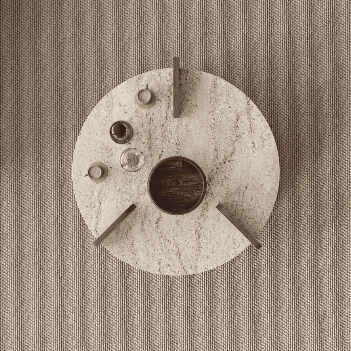 RUNDER COUCHTISCH mit doppelplatte 70/70/45 cm - Eichefarben, Holzwerkstoff (70/70/45cm) - Calicosy