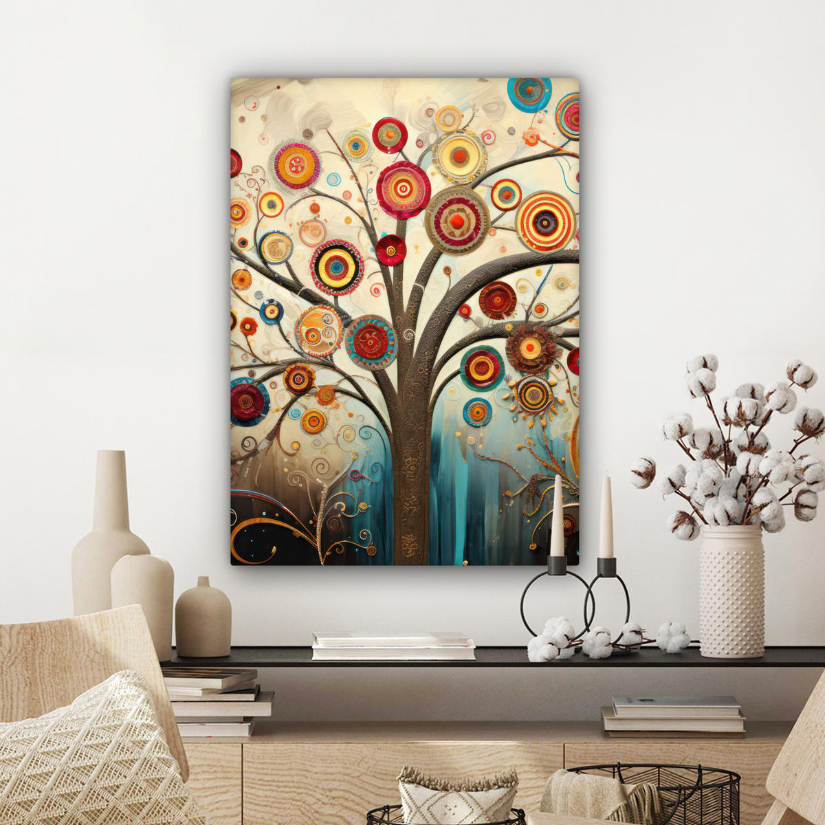 LEINWANDBILD Baum - Baum des Lebens - Farbe Wandbild Wohnzimmer 60x80 cm - Braun, Textil (60/80cm) - MuchoWow