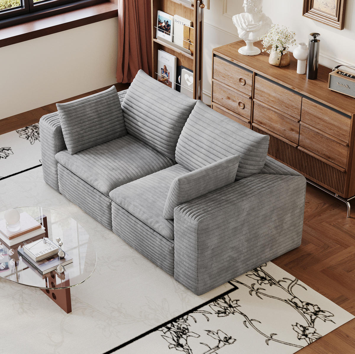 SOFA modular 180 cm Stoff Grey - Grau, Kunststoff (90/60/180cm) - Meubliv