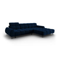 ELEKTRISCHES-ECKSOFA rechts Alyse aus Samt königsblau 5 Sitzplätze - Blau, Textil (188/295cm) - Micadoni