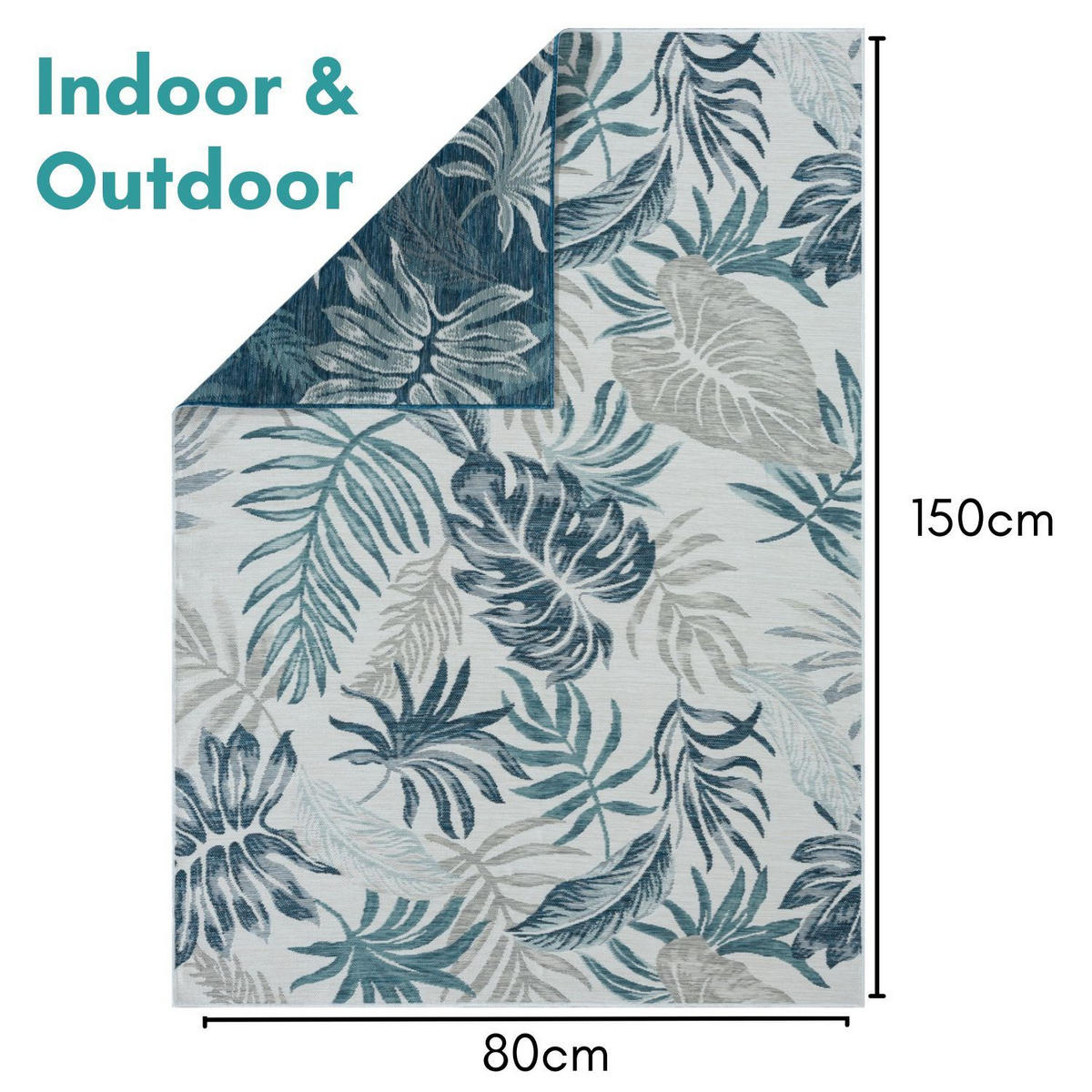 OUTDOORTEPPICH Malik Petrol,Hellgrau,Dunkelblau 80/150 cm - Petrol, Textil (80/150cm) - My-Rug