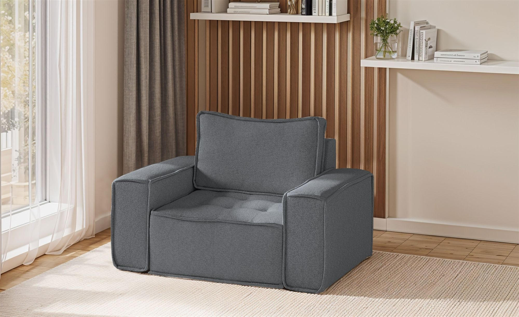 SESSEL Sande In Alpine - Anthrazit, Holzwerkstoff/Textil (132/85/90cm) - Fun Möbel