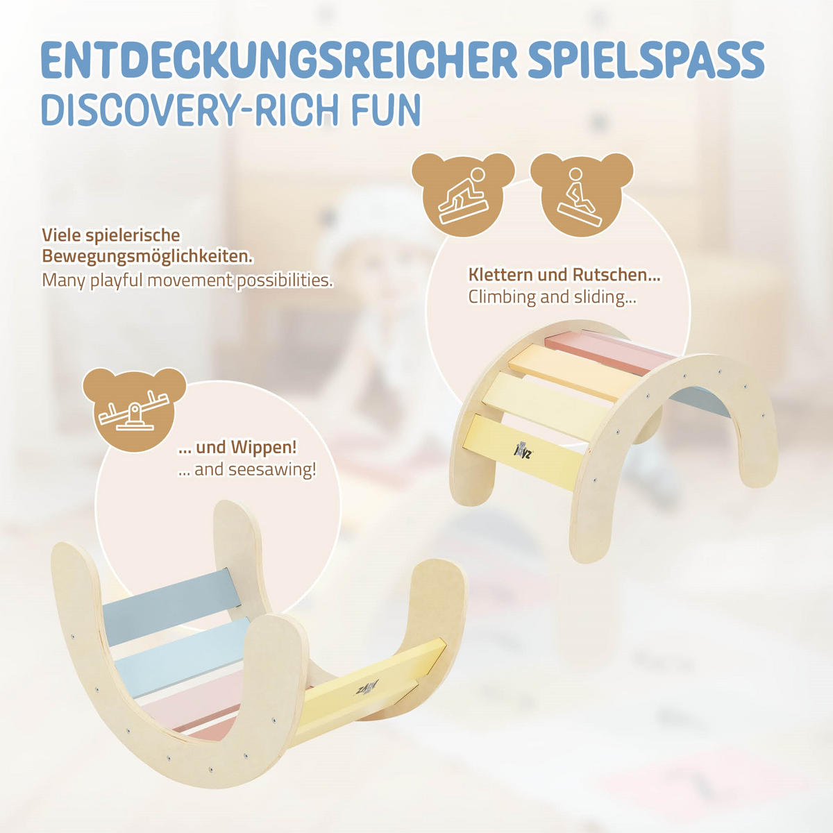 KLETTERBOGEN Mehrfarbig - Naturfarben, Holz (74/38.5/41cm) - Joyz