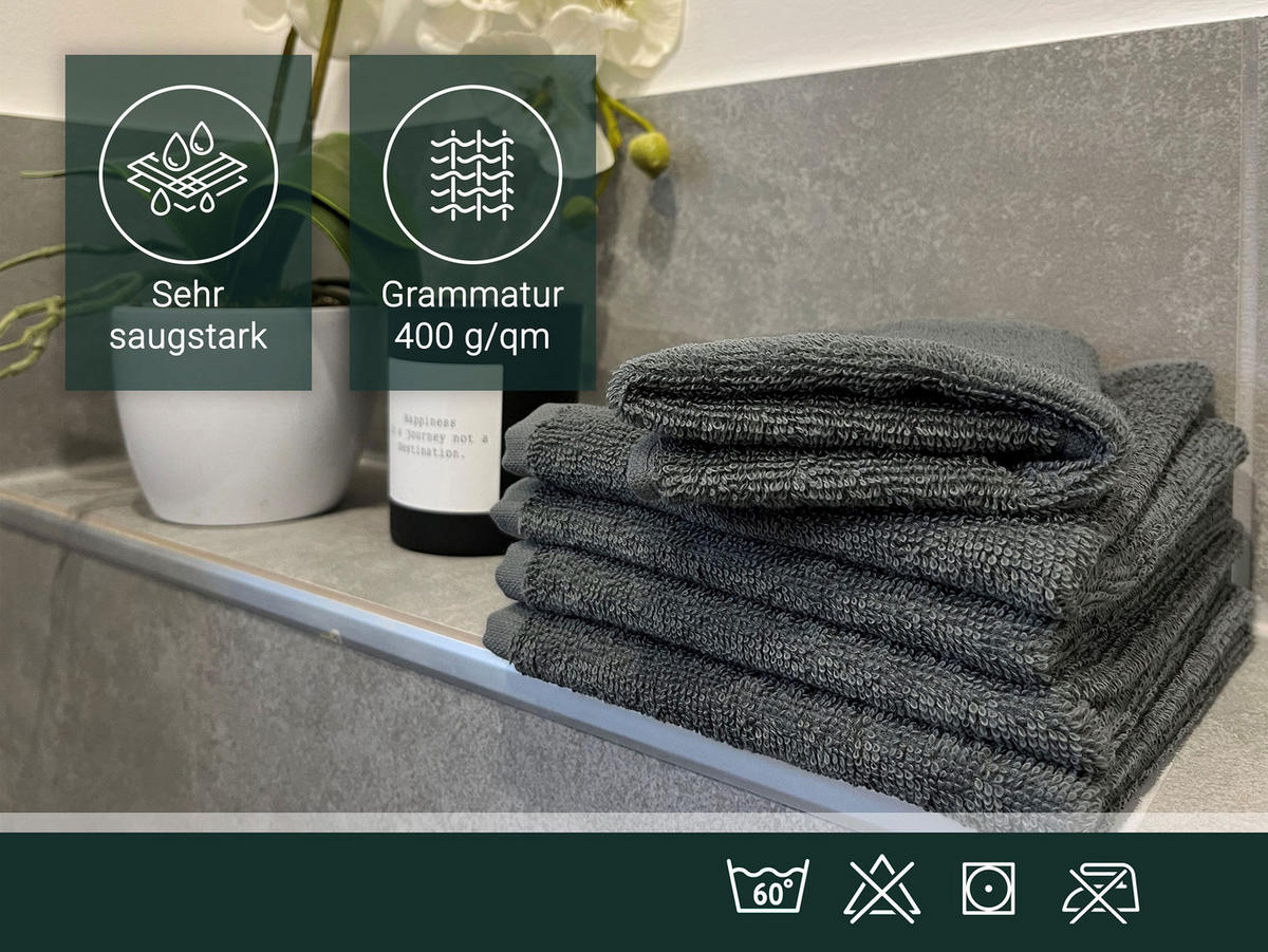 SEIFTÜCHER, 10er-Set, 30x30 cm, 100% Baumwolle, Grau - Anthrazit, Textil (30/30cm) - Zollner