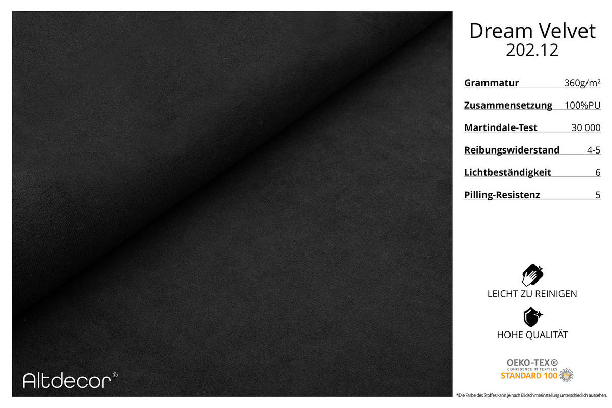 ECKSOFA Ottomane Links ARRIO-L1 - 243x171x83 cm Schwarz - Schwarz, Holzwerkstoff/Textil (243/171cm) - ALTDECOR