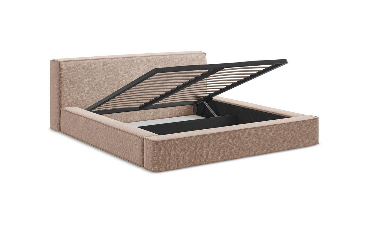 POLSTERBETT mit Bettkasten und Lattenrost 160x228 Orange - Terracotta/Schwarz, Kunststoff/Textil (140/200cm) - Makamii