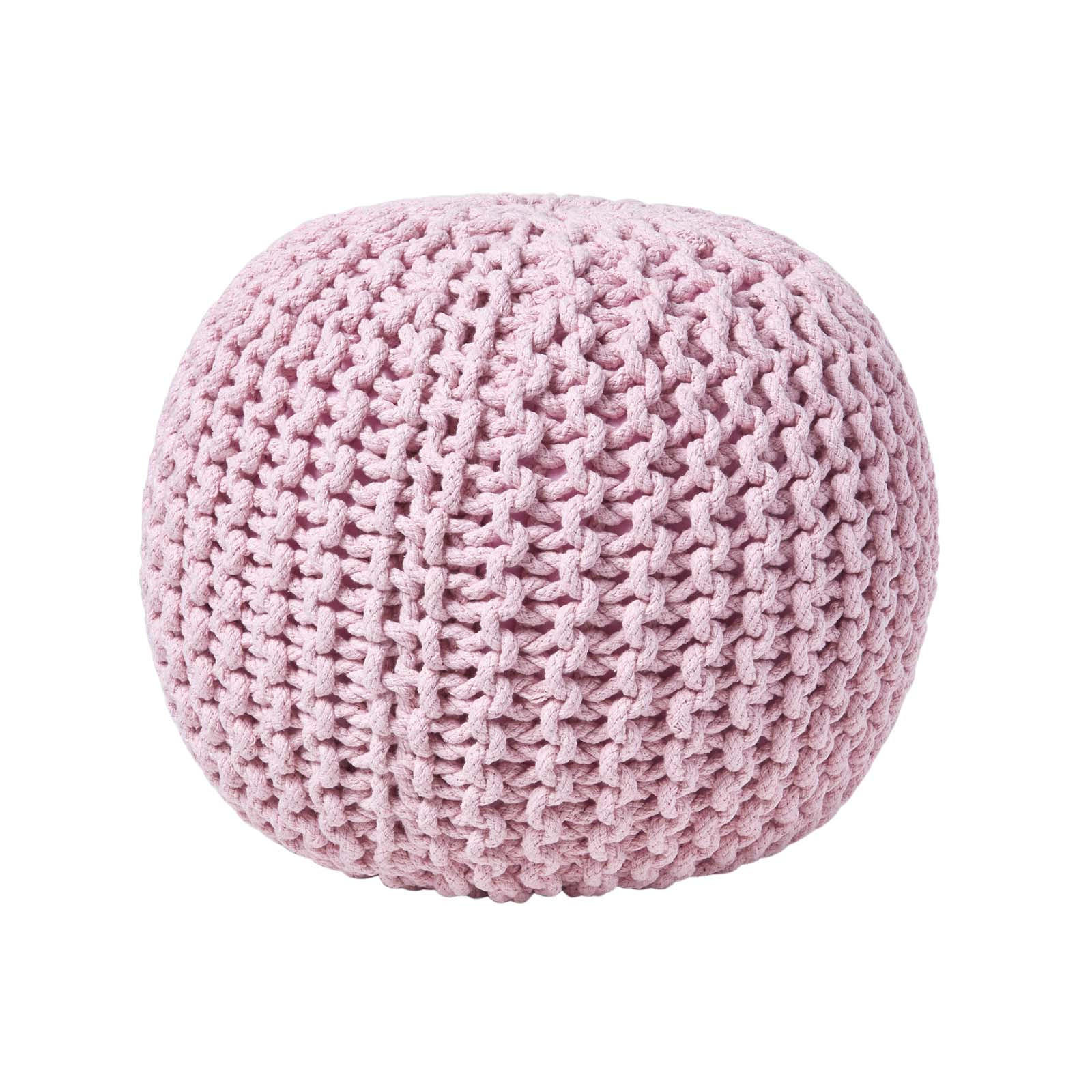 Homescapes Strick-Pouf Rosa 40x35x40 cm