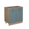 KÜCHENUNTERSCHRANK R-Line Blau-Grau 80 cm ohne AP - Honigeiche/Eiche Wotan, Holzwerkstoff (80/81.6/46cm) - Vicco