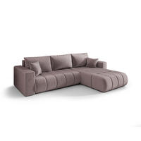 ROHOVÁ pohovka LARA PREMIUM pravá tmavě růžová samet Monolith 62 - funkce spaní, úložný prostor - růžová, textil (280/174cm) - Cornero