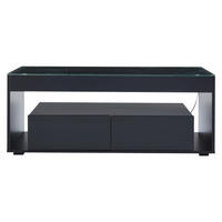 COUCHTISCH 16-Farben LED 2 Schubladen Glas Hochglanz Schwarz - Schwarz, Holzwerkstoff (110/50/40cm) - FLIEKS