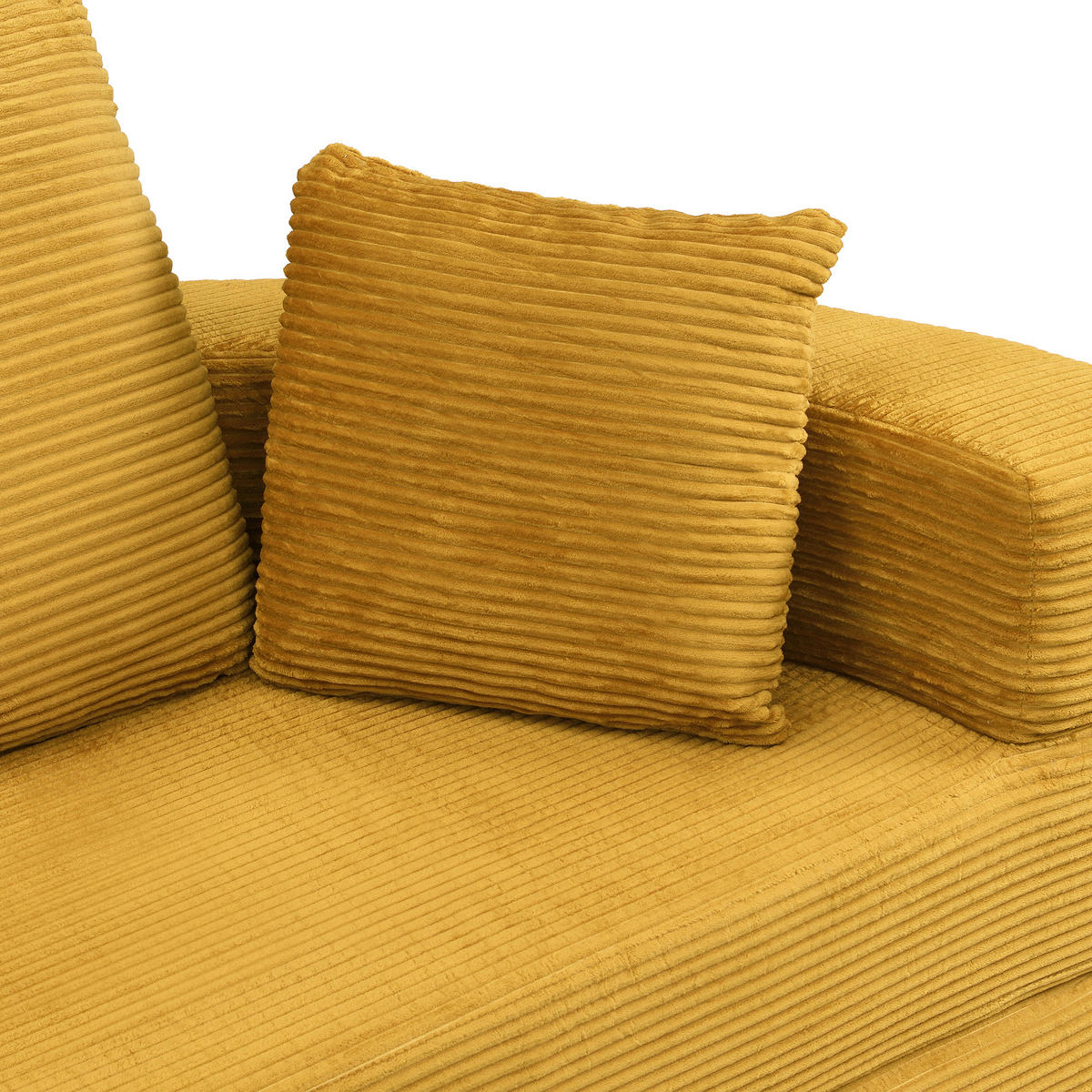 SOFA Gelb 173x176 cm,Cordstoff Modular Schlafsofa mit 3 Kissen Schlafsofa - Gelb, Textil (173/60/176cm) - PARAFTA HOME