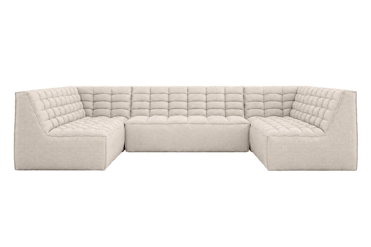 ROHOVÁ SEDAČKA U XL modulární ve tvaru U, plyšová tkanina Pop, Béžová, LAZY U XL - béžová, dřevo (346/76/253cm) - Kaiser Möbel