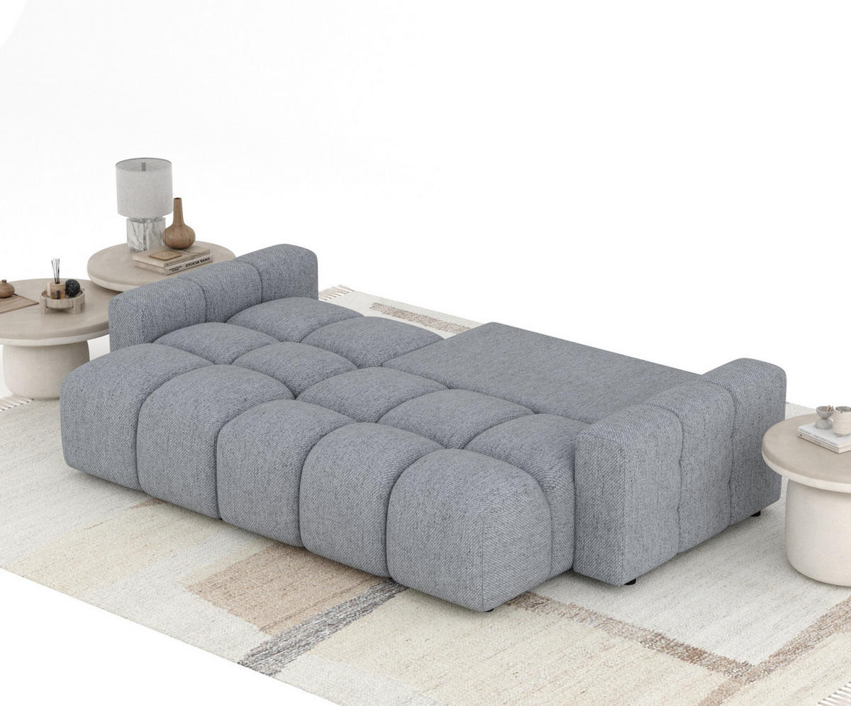 ECKSOFA MIT SCHLAFFUNKTION Ucci Grau Webstoff - Schwarz/Grau, Holz/Holzwerkstoff (233/142cm) - Maison de Reve