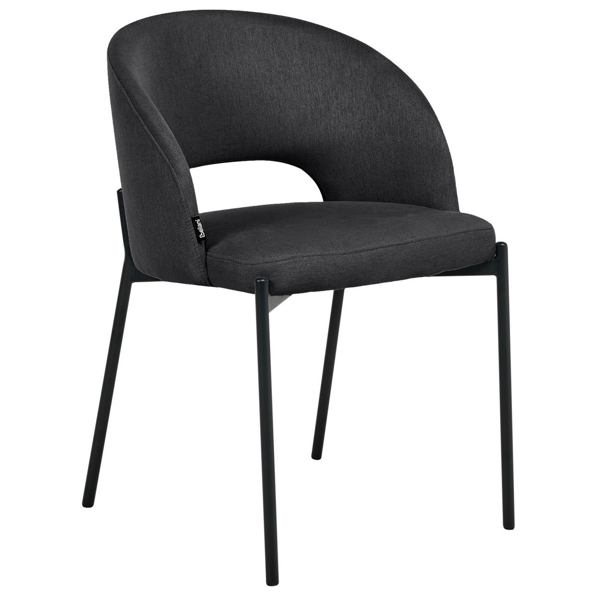 ESSZIMMERSTUHL 2er-Set Stoff Schwarz Penny - Schwarz, Textil (46/76/50cm) - Beliani