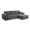 ECKSOFA L Form Cedria Grey 287/145/85 cm mit Schlaffunktion - Schwarz/Grau, Kunststoff/Textil (287/145cm) - AX Living